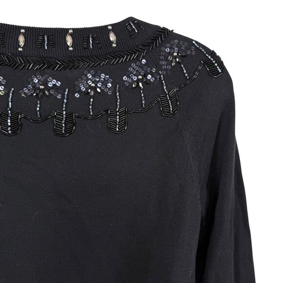 RSVP by Talbots Beaded Black Sequin Special Occasion Sweater Evening Holiday S P - Picture 13 of 16